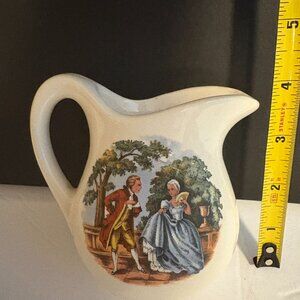 Homer Laughlin Vintage Courting Couple 4" Creamer Pitcher Colonial Porcelain USA